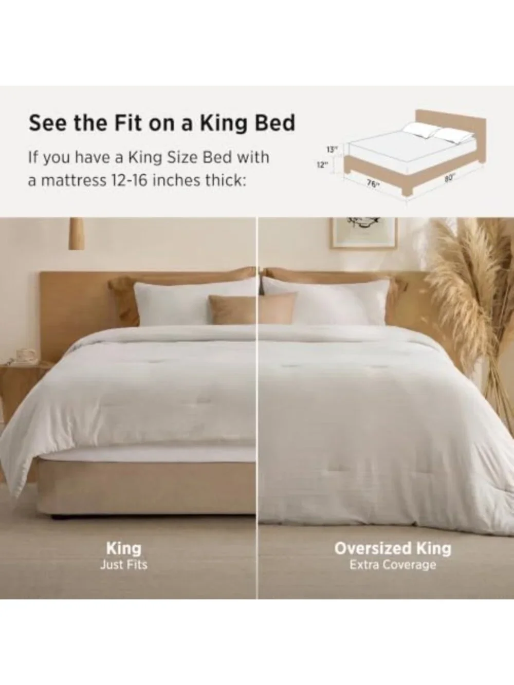 Cozy King Comforter Set - Soft Prewashed 3-Piece Bedding in Beige, 104